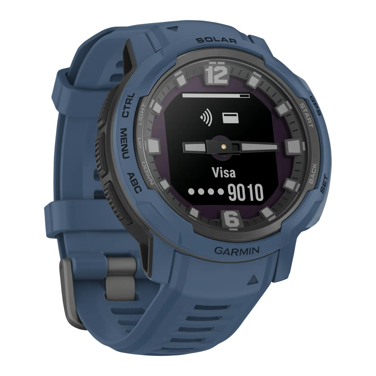 Garmin Instinct® Crossover Solar Hybrid GPS Smartwatch, Dark Blue / Slate Grey