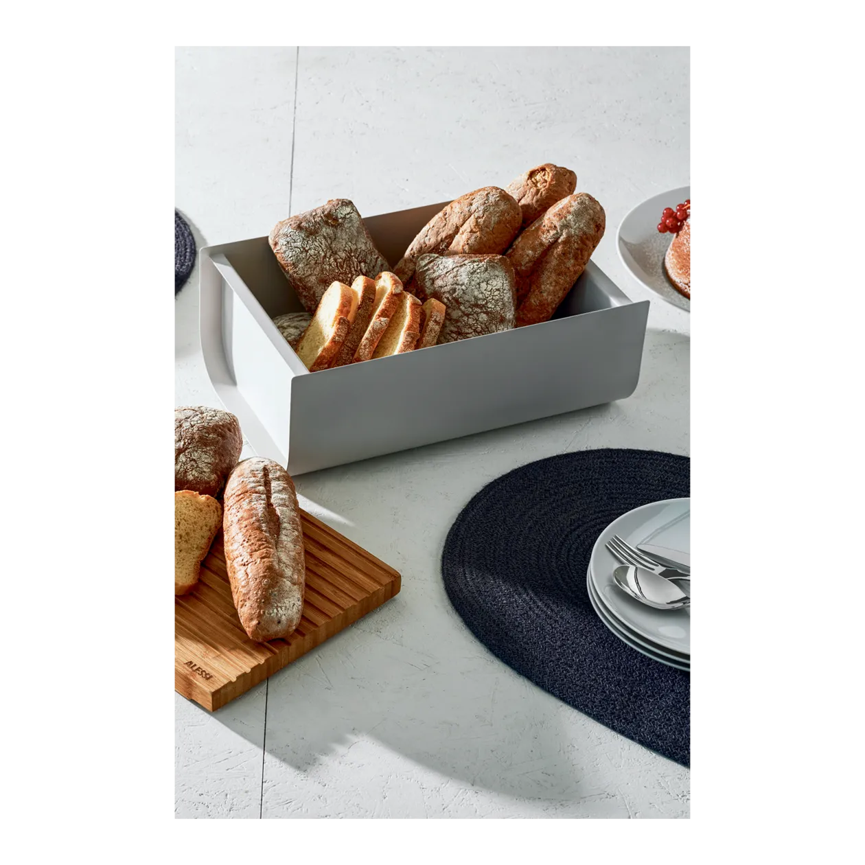 Alessi Mattina Collection Brotkasten, Warm Grey