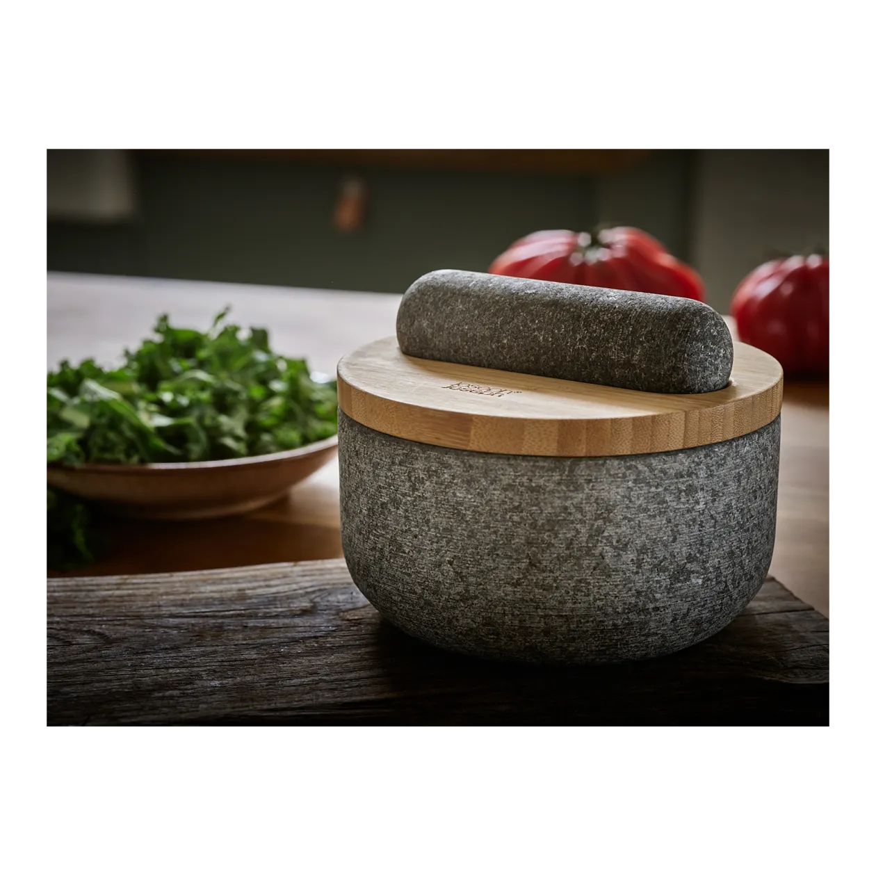 Joseph Joseph Dash™ Pestle & Mortar with Bamboo Lid, Grey