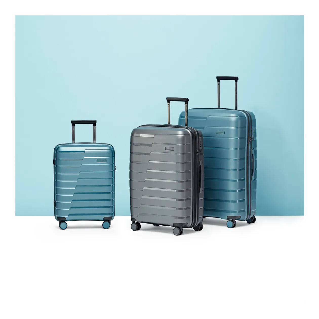 travelite AIR BASE Trolley M (espandibile), Blu ghiaccio