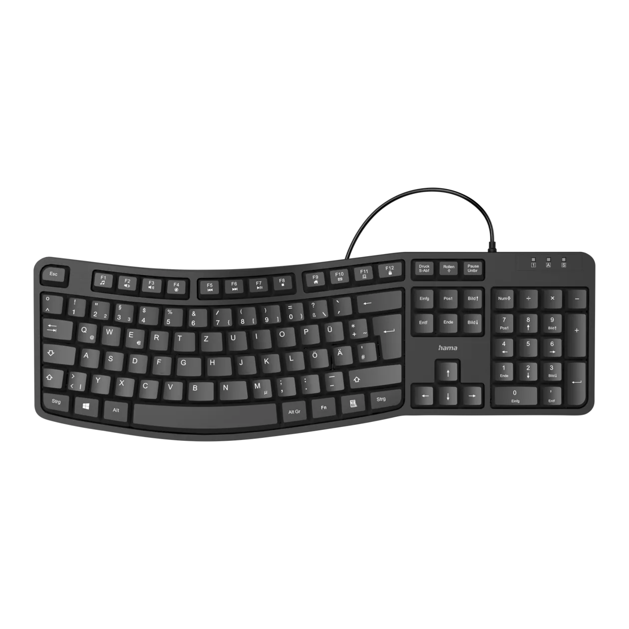 Hama EKC-400 ergonomische Tastatur mit Handballenauflage, Schwarz