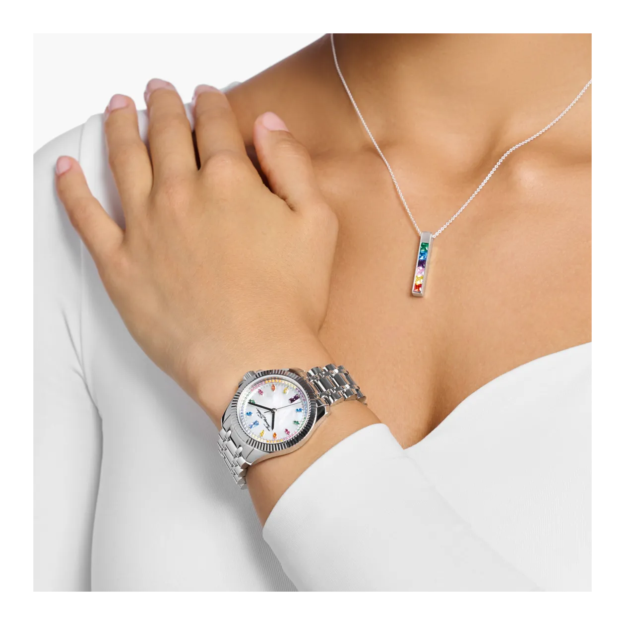 THOMAS SABO Divine Rainbow Montre pour femme, argenté