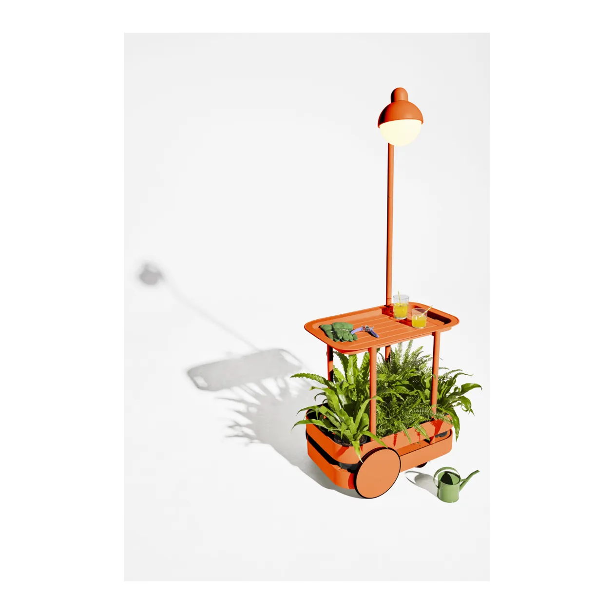 fatboy® Jolly Trolley Chariot de service avec lampadaire, Tangerine