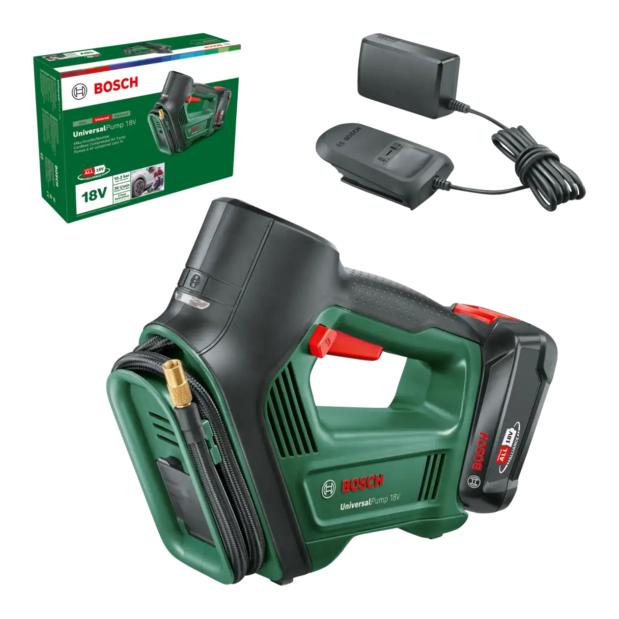 Bosch UniversalPump Set 18V Cordless Compressed Air Pump, Classic Green