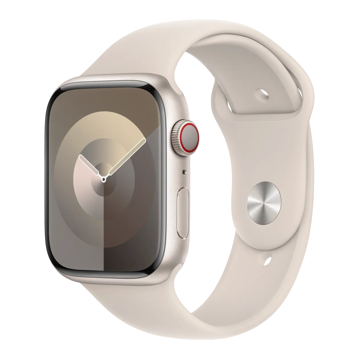 Apple Watch Series 9 GPS + Cellular Montre connectée avec Bracelet Sport S/M, 45 mm, aluminium lumière stellaire