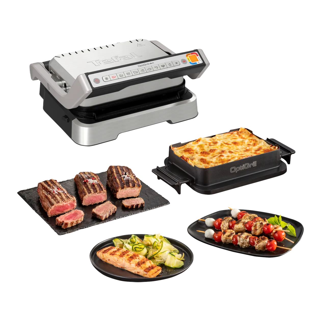 Tefal OptiGrill 4-en-1 GC774D Gril intelligent combiné, acier inoxydable