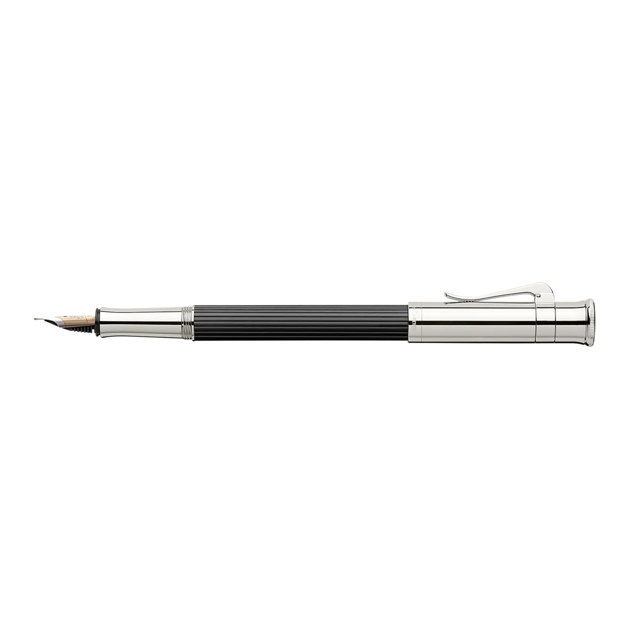 Graf von Faber-Castell Classic Ebony Fountain Pen, Black / Platinum-Coloured