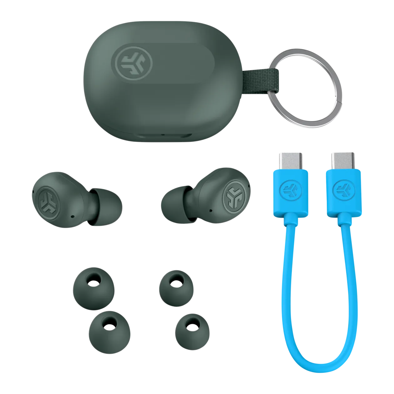 JLab JBuds Mini True Wireless Écouteurs intra-auriculaires véritablement sans fil, gris sauge