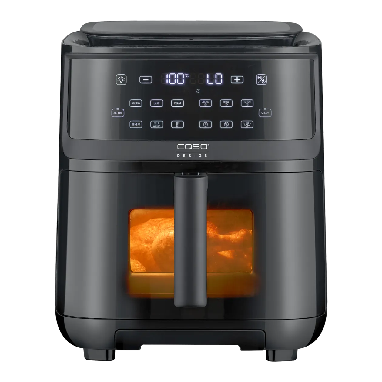 CASO Design Steam & AirFry 700 Friggitrice ad aria calda con funzione vapore, 0,7 l, nero