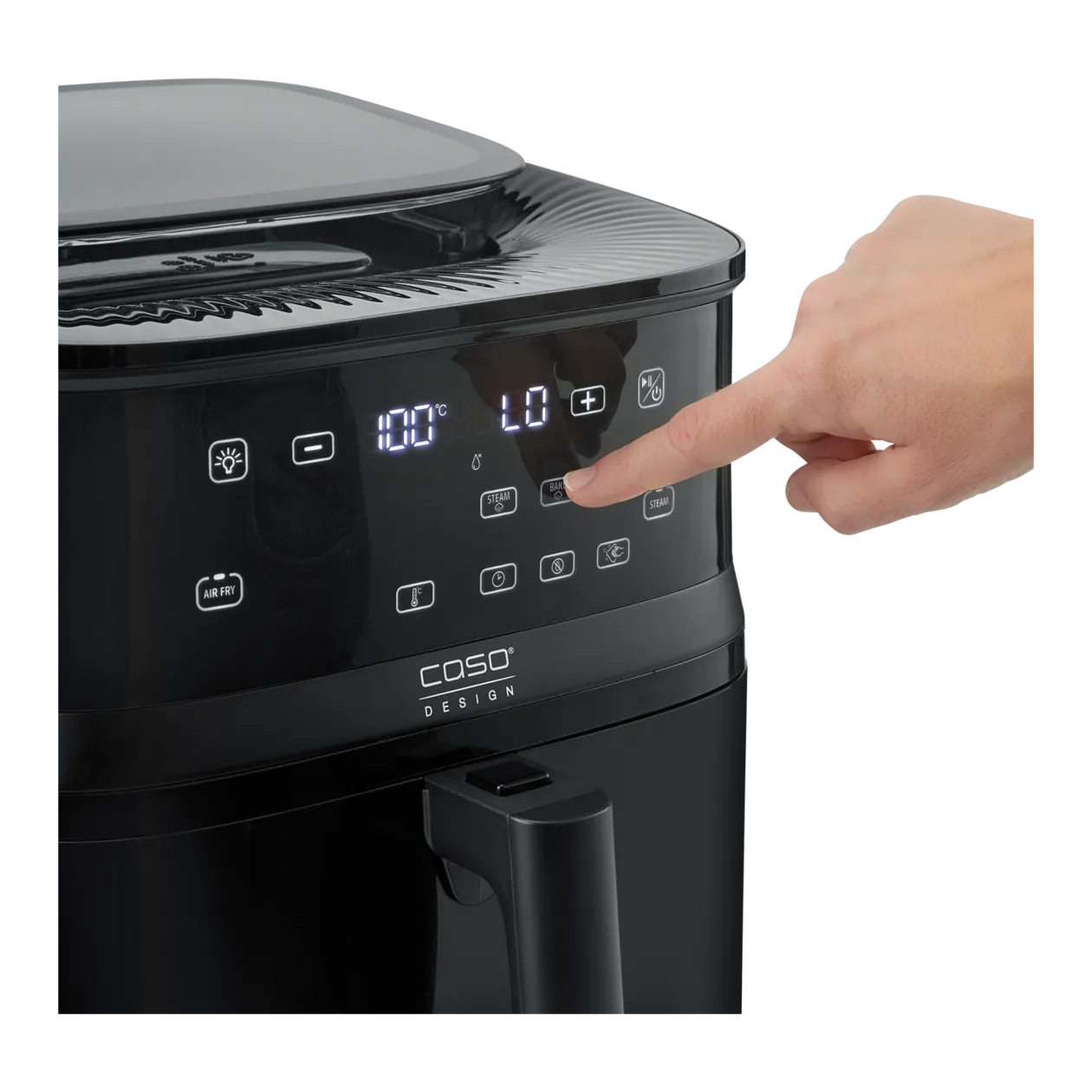 CASO Design Steam & AirFry 700 Friggitrice ad aria calda con funzione vapore, 0,7 l, nero