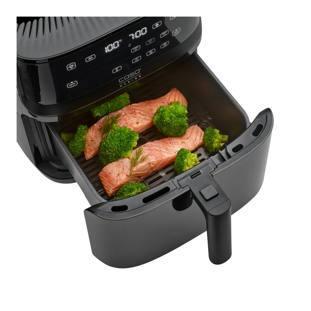 CASO Design Steam & AirFry 700 Friggitrice ad aria calda con funzione vapore, 0,7 l, nero