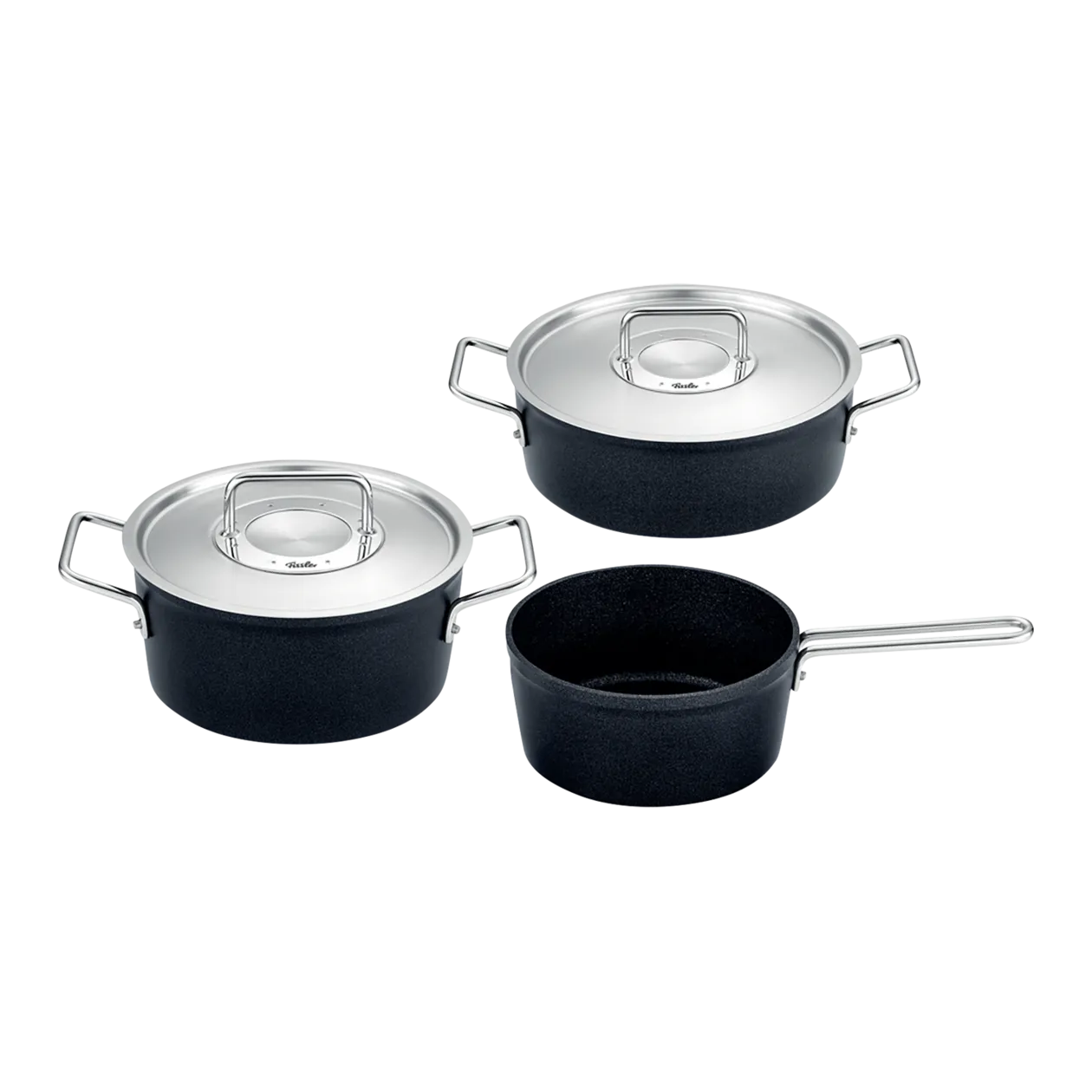 Fissler Adamant® Batterie de casseroles, 3 pièces, noir