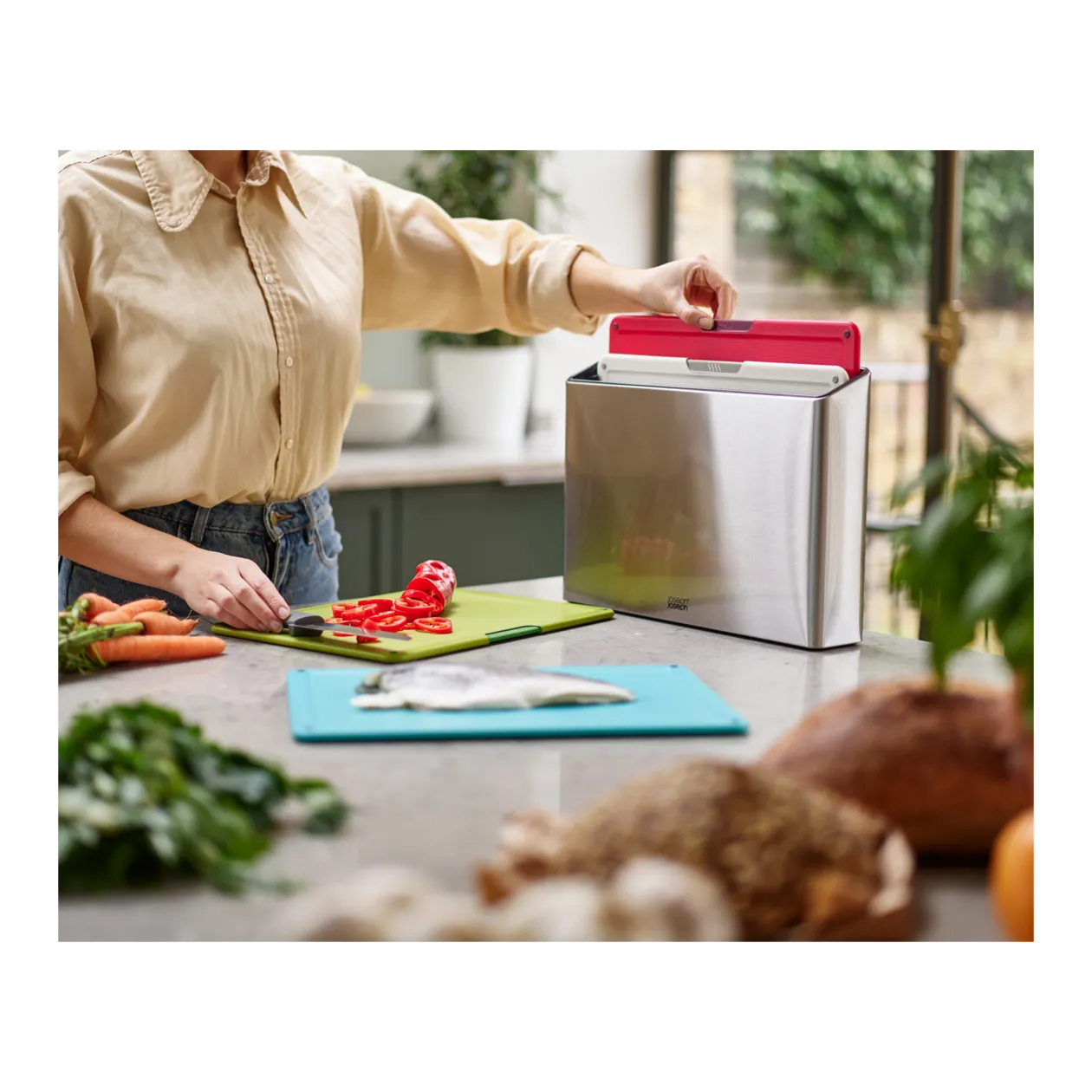 Joseph Joseph Folio™ Icon Steel Cutting Board Set, 5 pcs., Multicolour/Silver