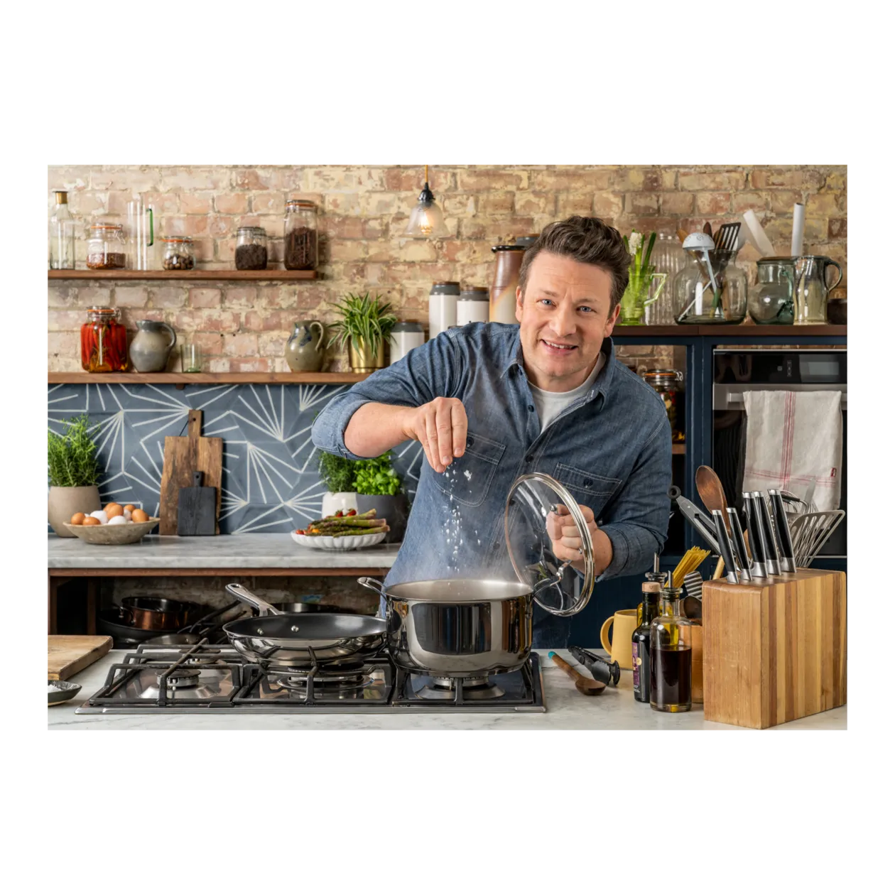 Tefal Jamie Oliver Kitchen Essentials Jeu de poêles, 3 pièces, argenté