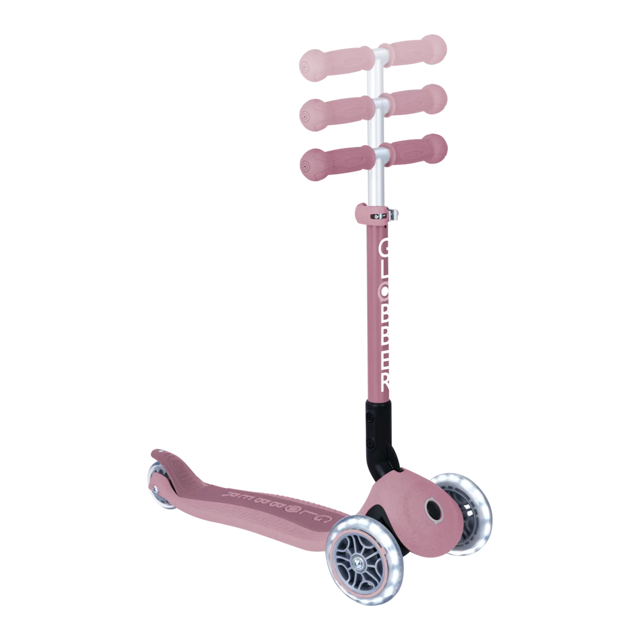 GLOBBER JUNIOR Foldable Lights Eco Trottinette enfant, rose berry