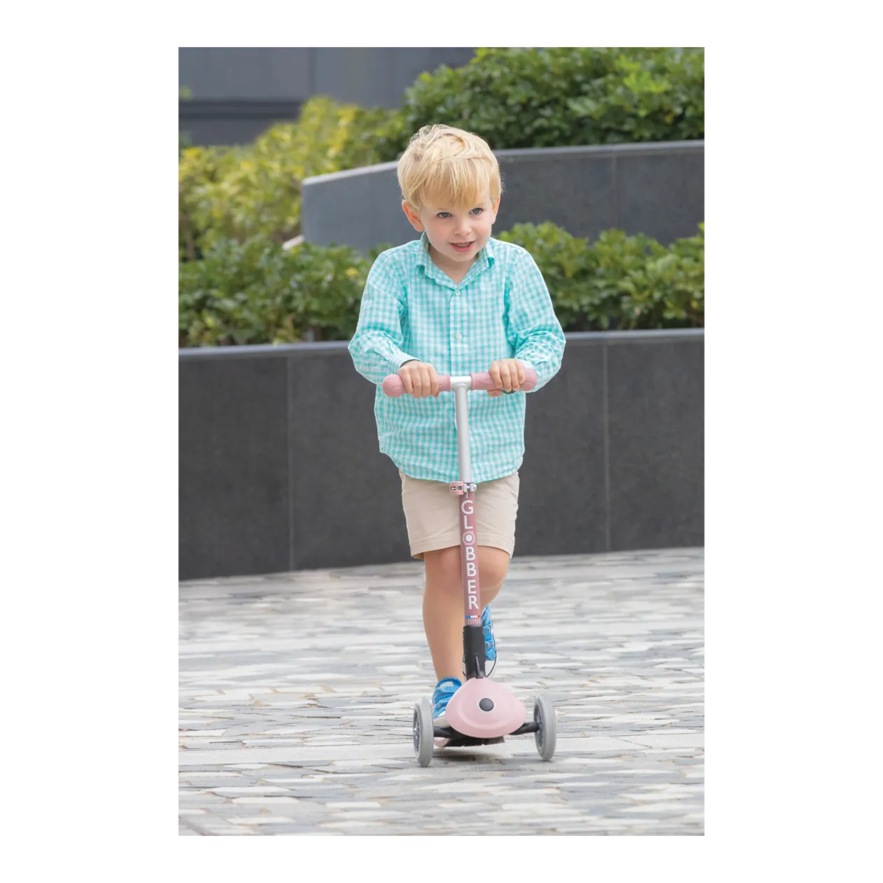 GLOBBER JUNIOR Foldable Lights Eco Trottinette enfant, rose berry