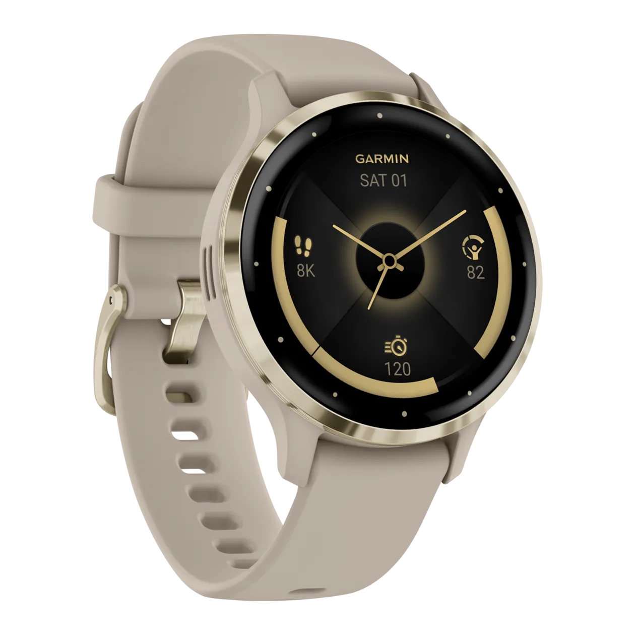 Garmin Venu® 3S Fitness Smartwatch, French Grey / Soft Gold