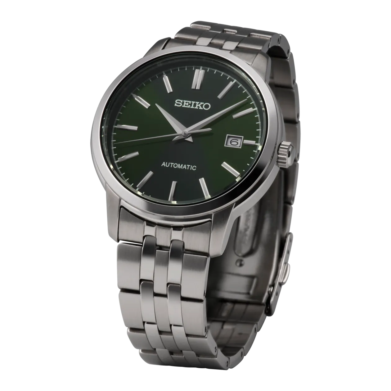 Seiko Automatic Watch Silver Coloured Green Worldshop