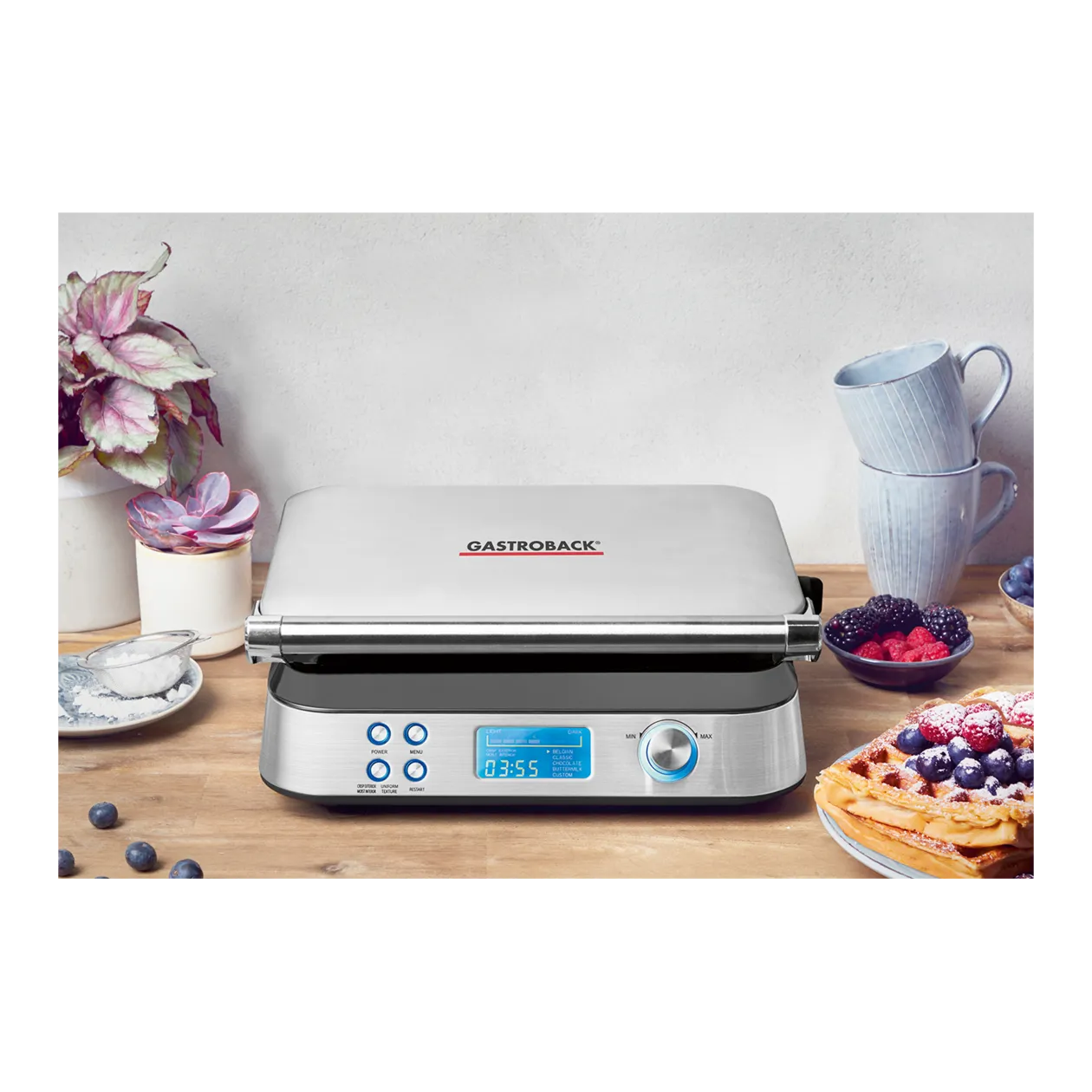 Gastroback Advanced Control Waffeleisen, Silber/Schwarz