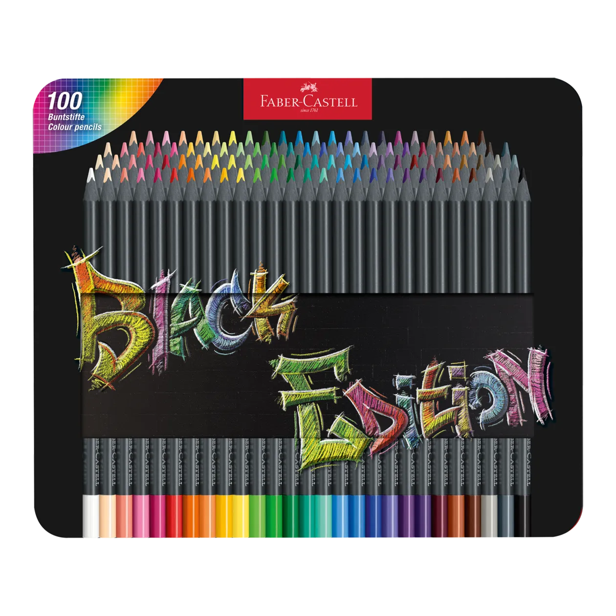 Faber-Castell Black Edition Crayons de couleur, 100 pièces