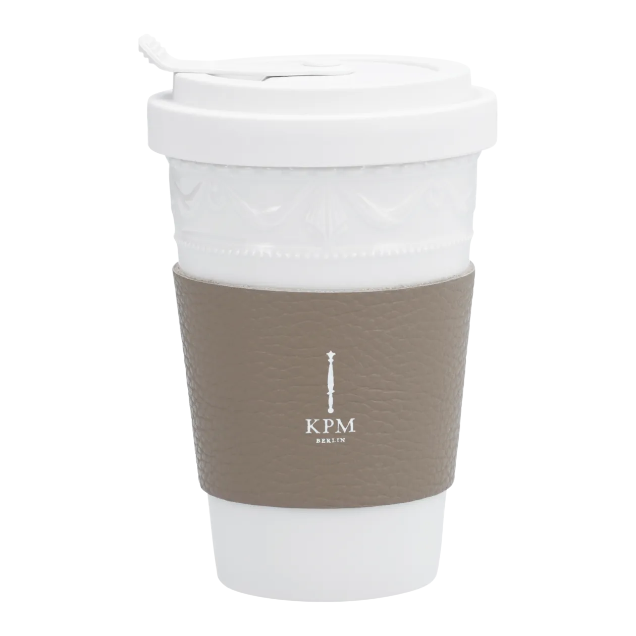 KPM Berlin KURLAND To-Go Cup with Leather Zarf, White/Grey