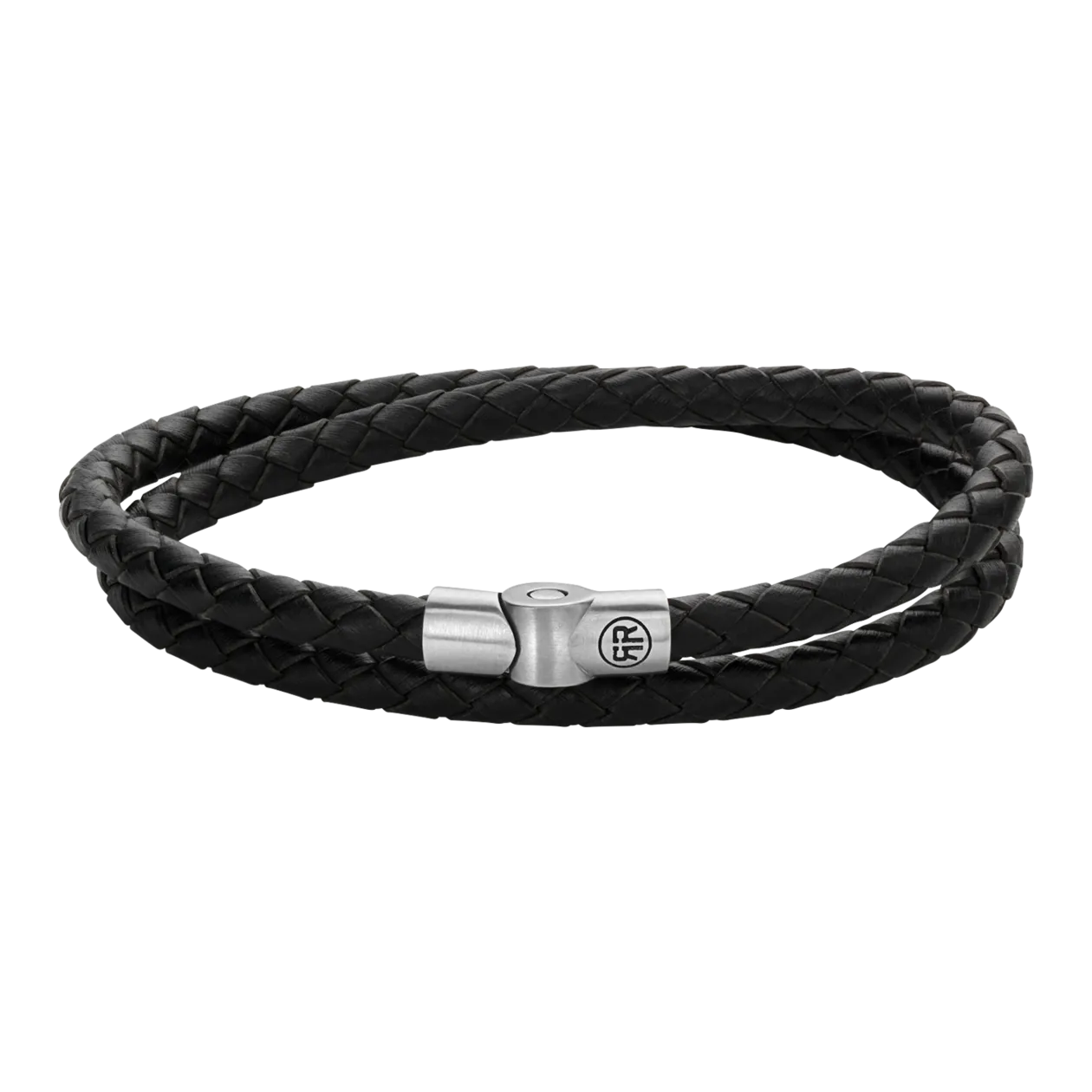 Rebel & Rose Full Metal Double Round Bracelet en cuir, M, noir