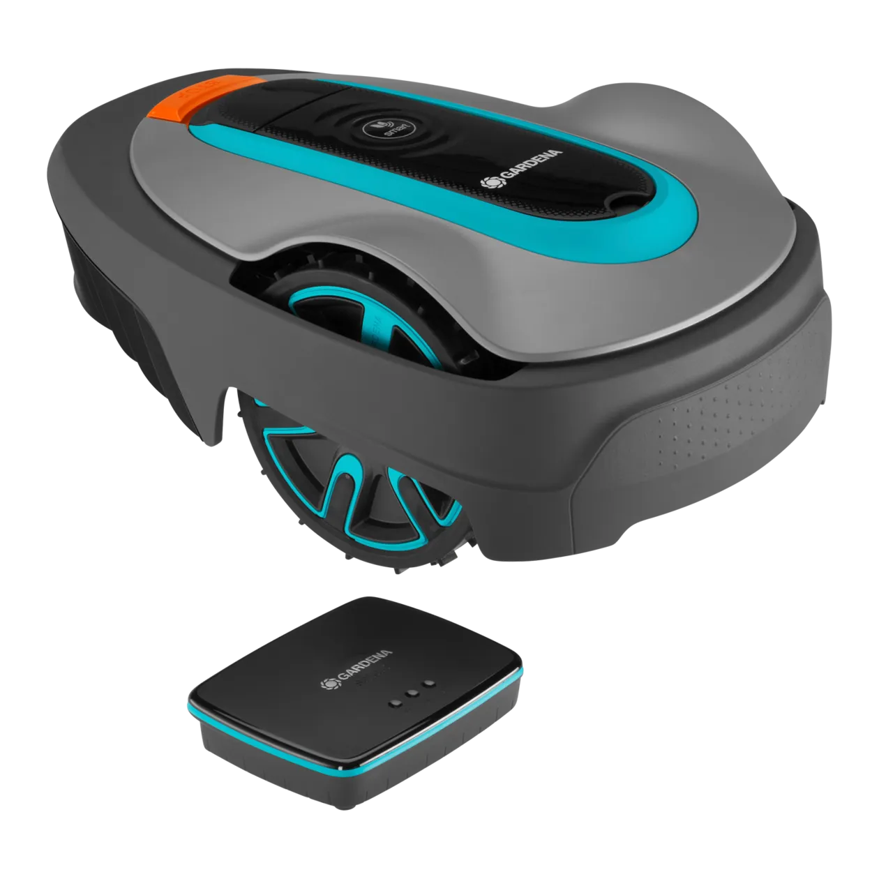 GARDENA smart SILENO city Robotic Lawnmower Set, 600 m², incl. Garage, Anthracite/Turquoise