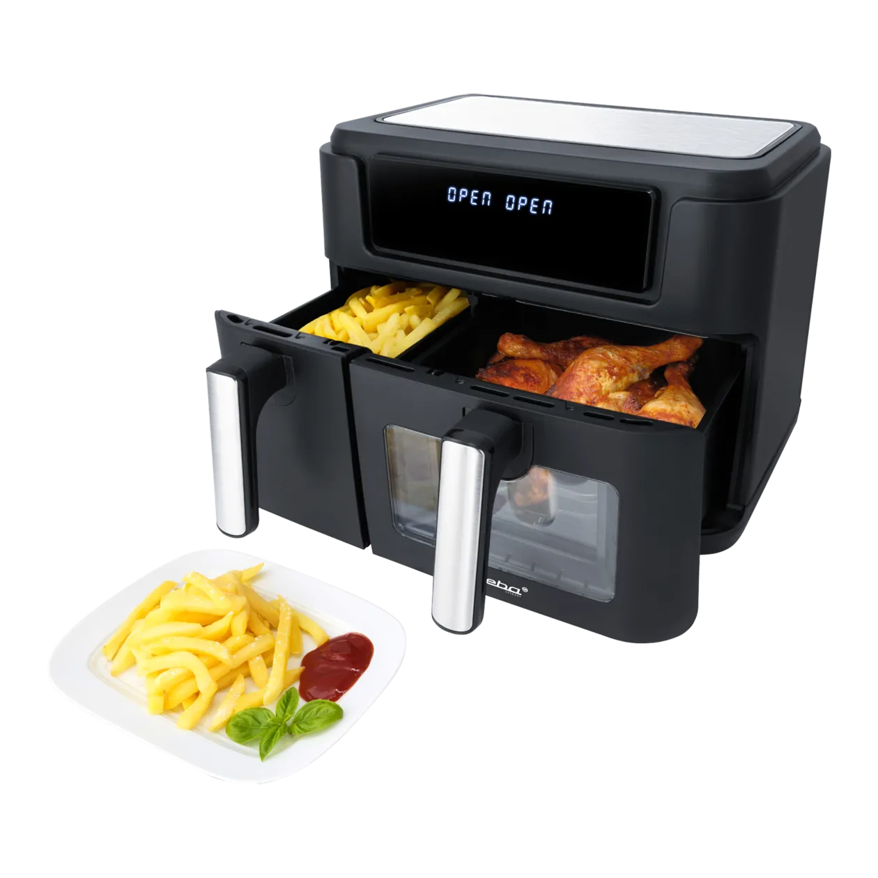 Steba HF 9500 DUO Double friteuse à air chaud, 6/3,5 l, noir